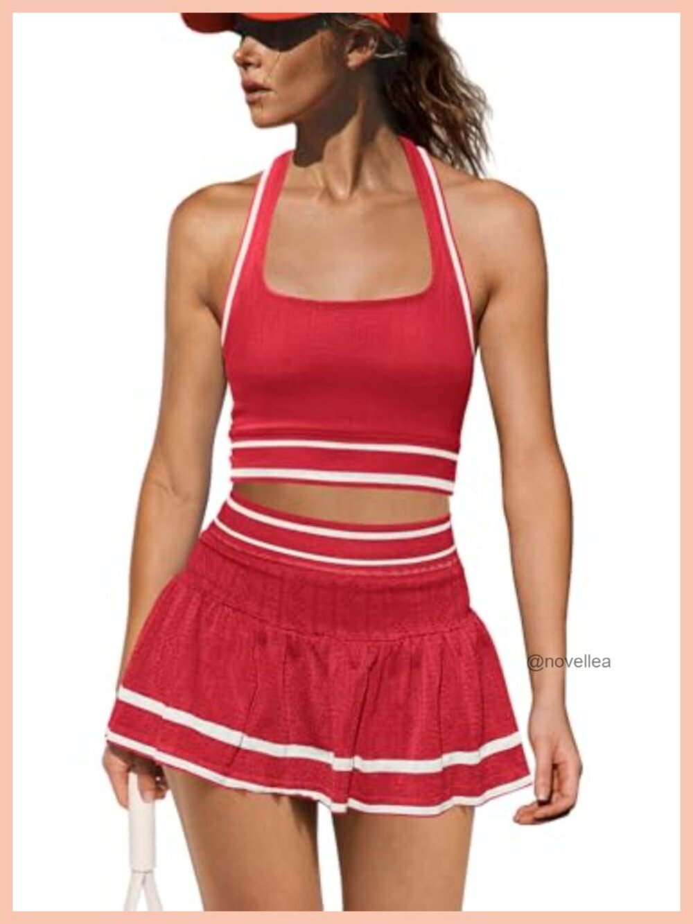 Yanekop Tennis Skirt Set 2 Piece Seamless Workout Tank Skort Golf Outfit